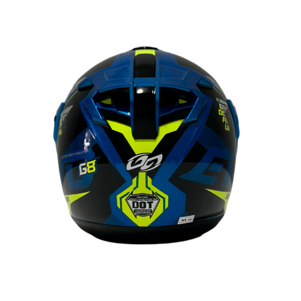 Casco de moto marca protrok vista posterior